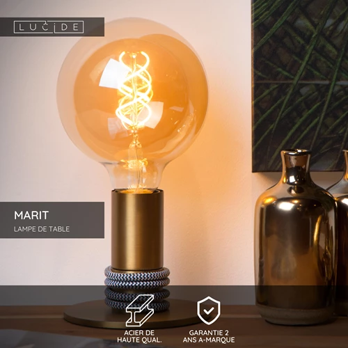 Lucide MARIT - Lampe de table - 1xE27 - Or Mat / Laiton - USP